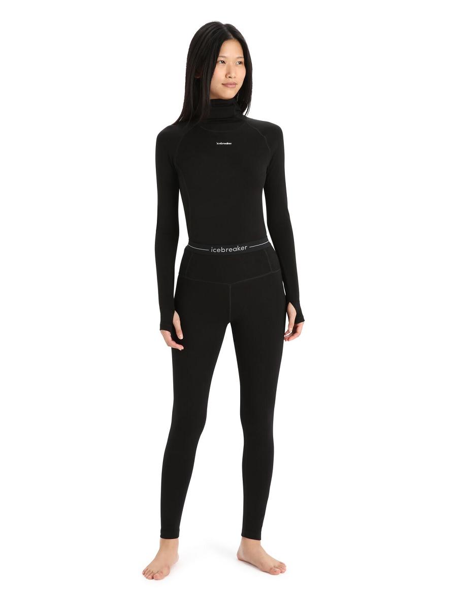 Icebreaker Merino 260 Tech High Rise Leggings Női Base Layers Fekete | HU 1852EBCX